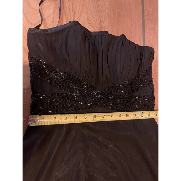 Vintage Versace Black Mini Dress M 8 Strapless Beaded Designer Cocktail Party - Picture 9 of 16
